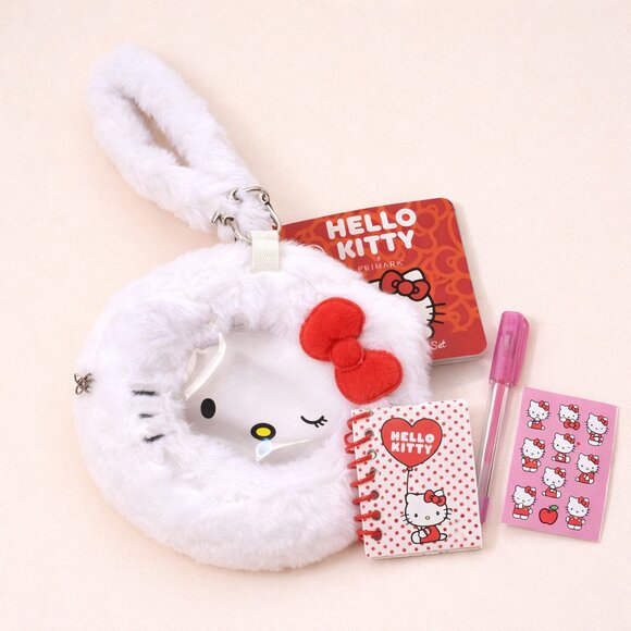 Hello Kitty Primark Plush Wristlet Bag Charm Mini Stationery Set 🎀 - Picture 3 of 7